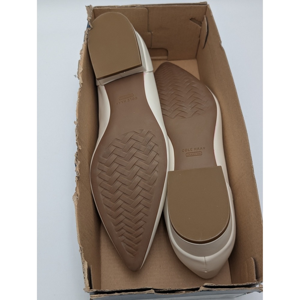 Cole Haan Loafers Womens 9.5 Ivory‎ Vialetta Croc Leather Pointed Toe Block Heel - Picture 8 of 8